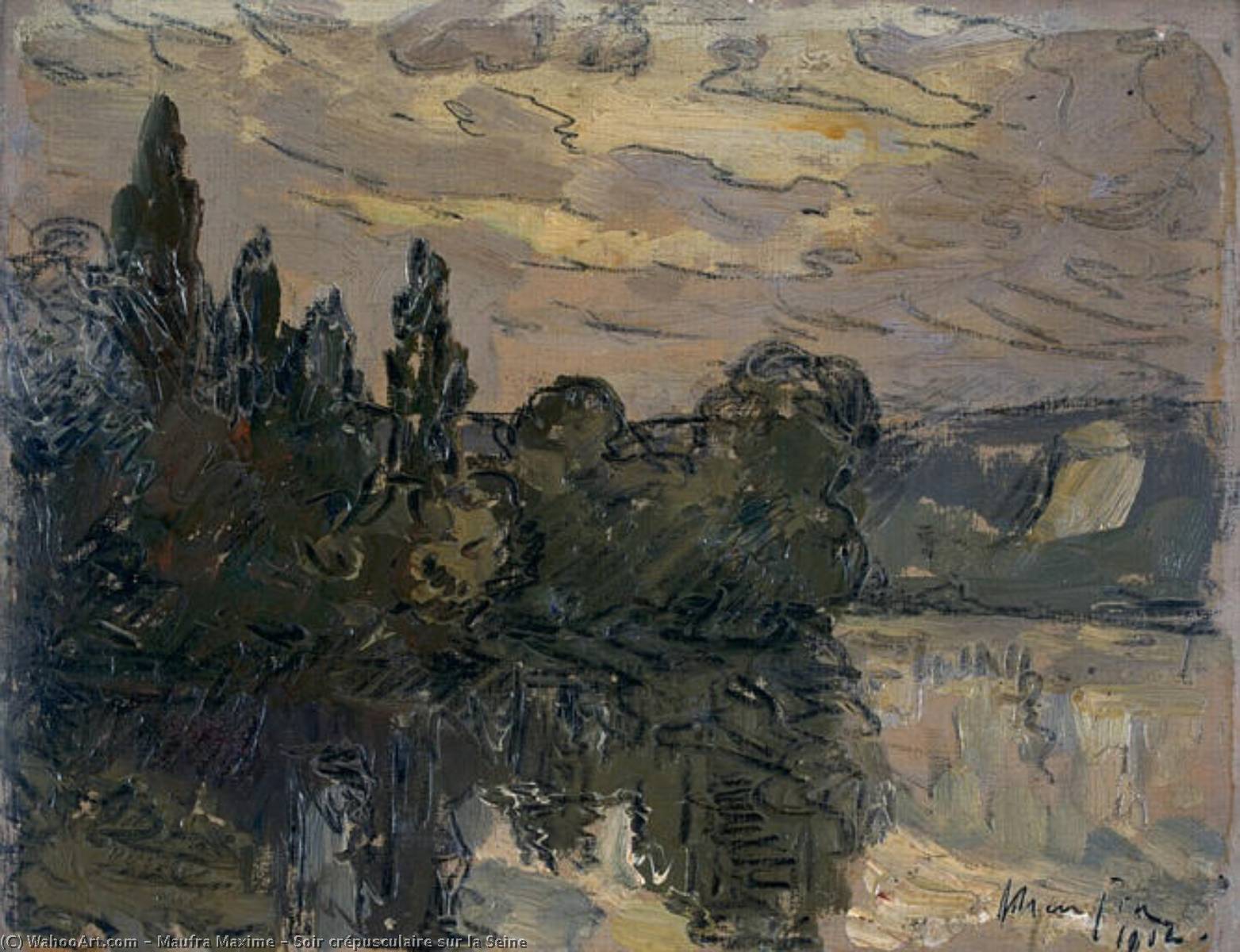 Soir Crépusculaire Sur La Seine — マキシム・エミール・ルイ・モフラ