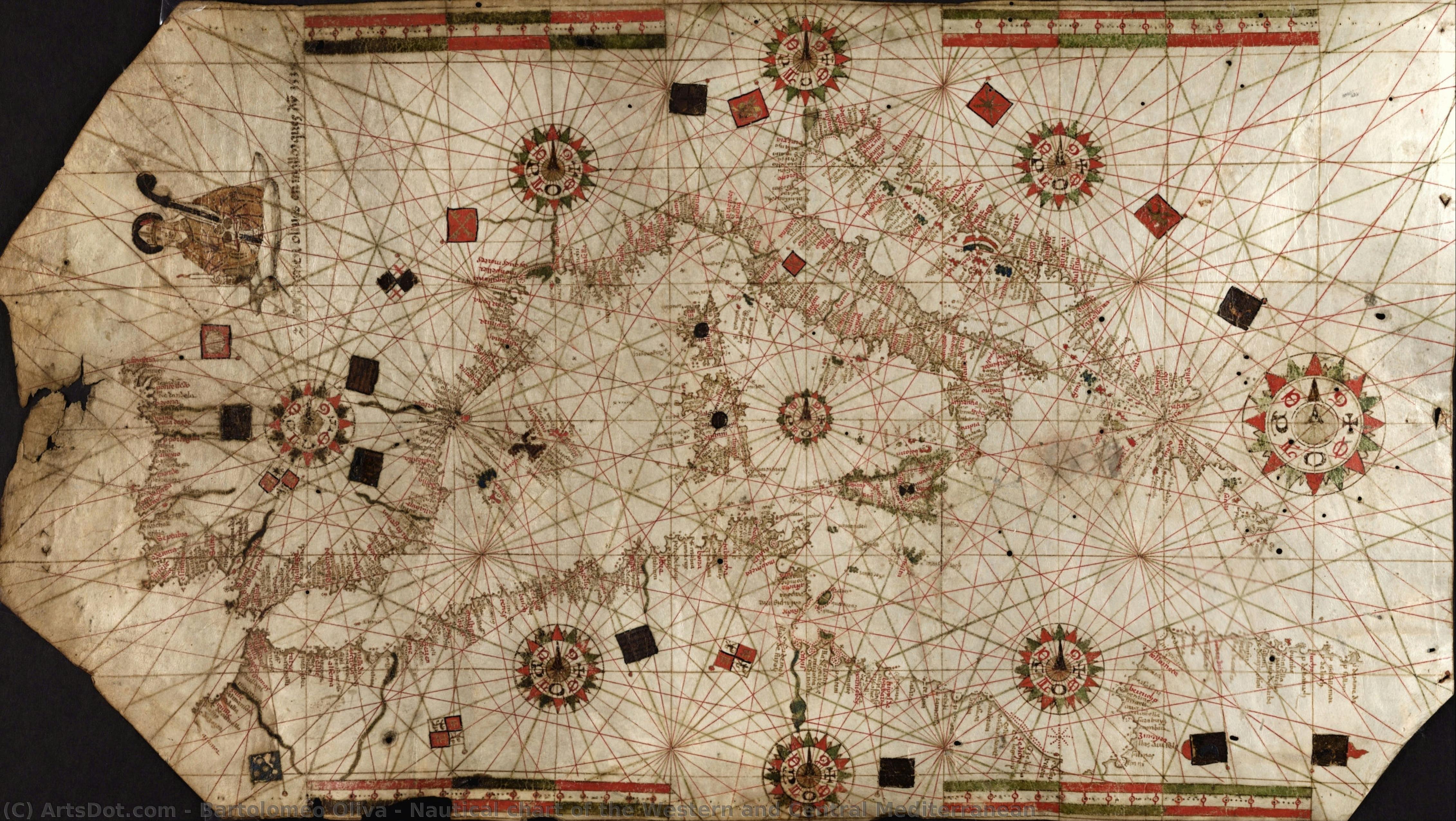 Nautical Chart Of The Western And Central Mediterranean — Bartolomeo Oliva