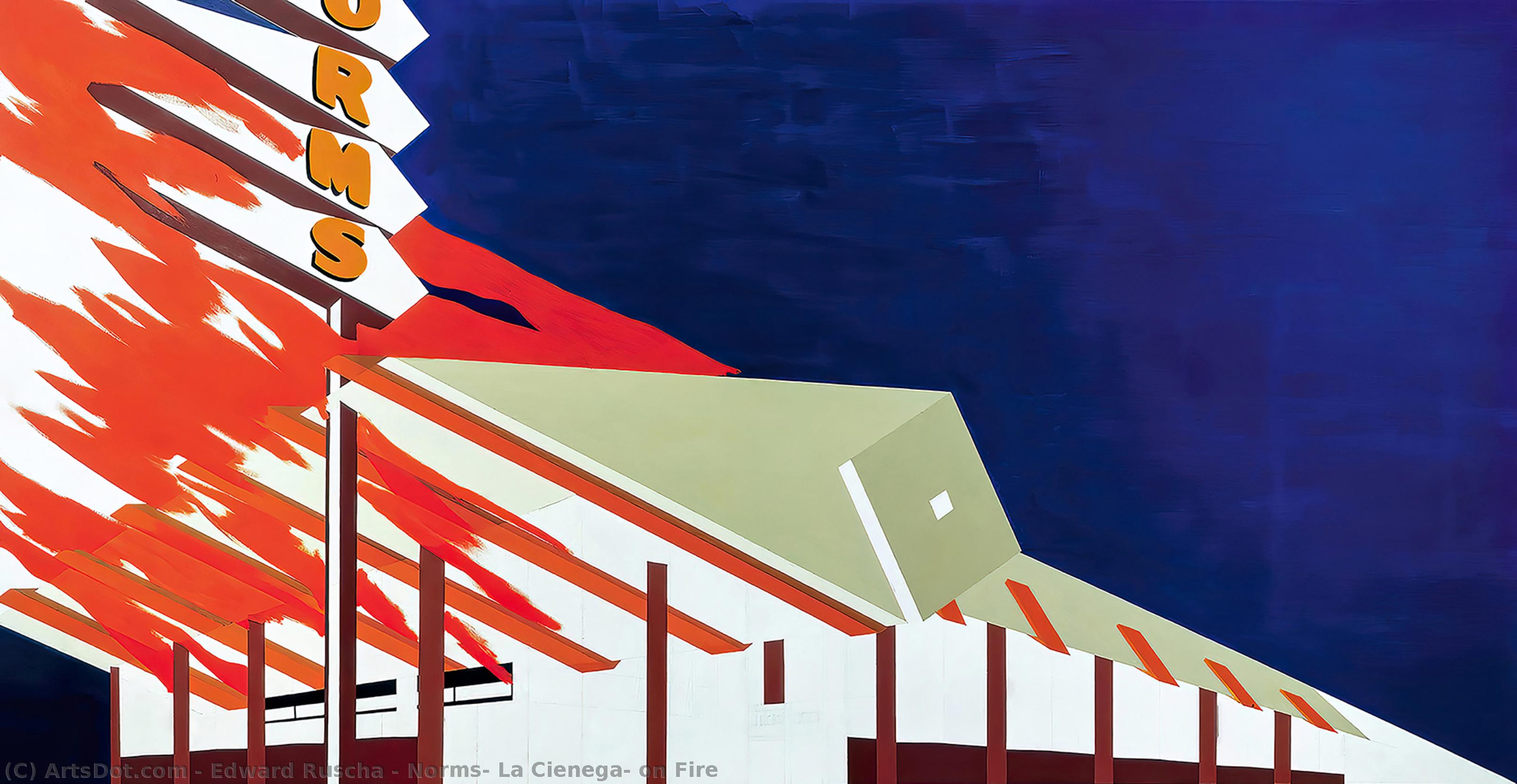 Norm's, La Cienega, On Fire — Edward Joseph Ruscha Iv