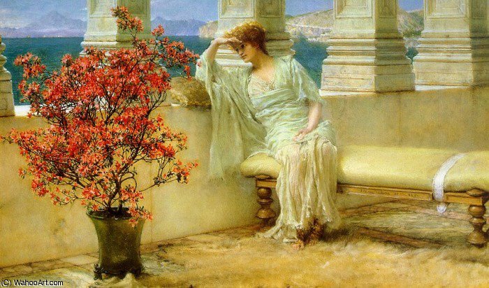 Her Eyes Are With Her Thoughts And They Are Far Away — Lourens Alma Tadema