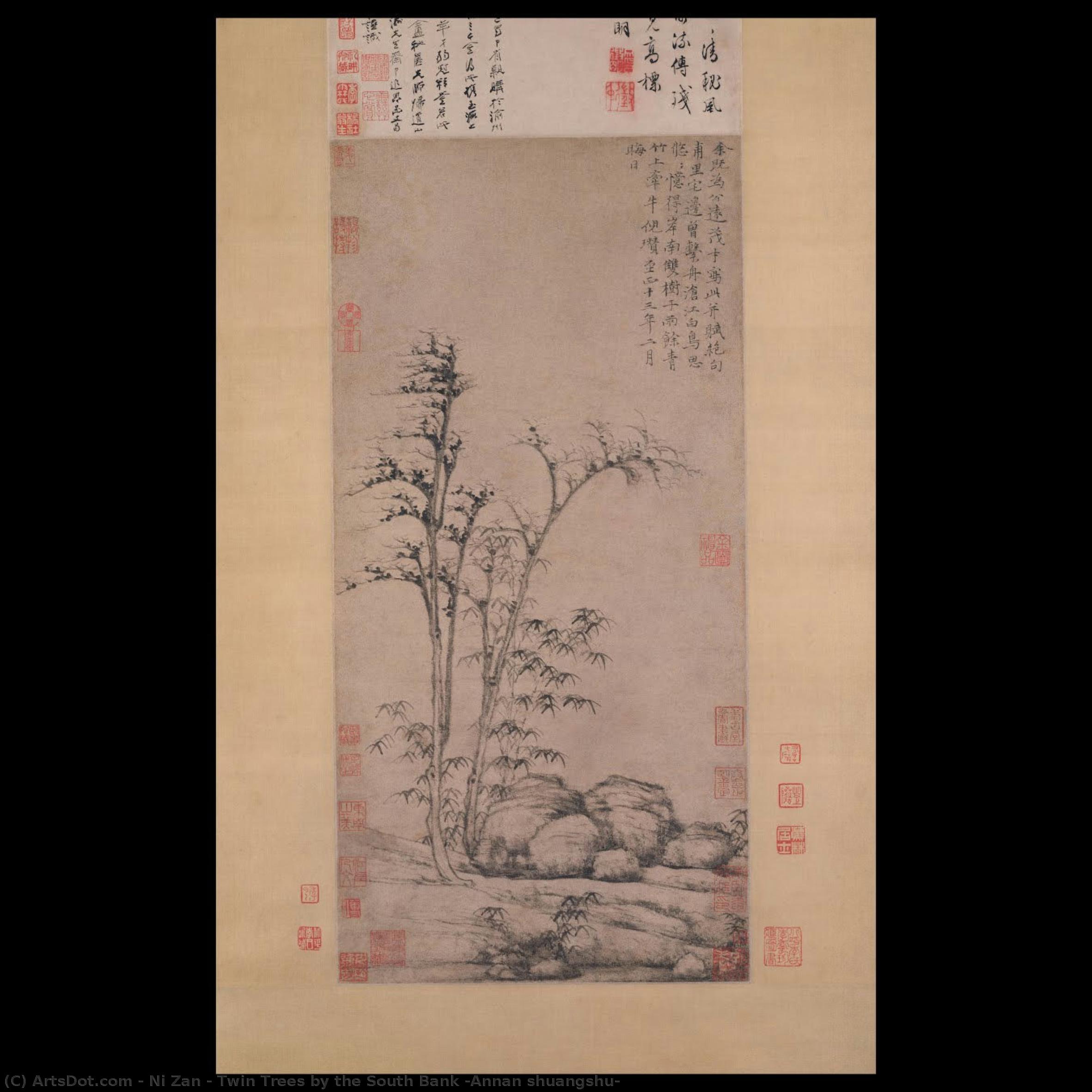 Zwillingsbäume Am Südufer (annan Shuangshu) — 倪瓒
