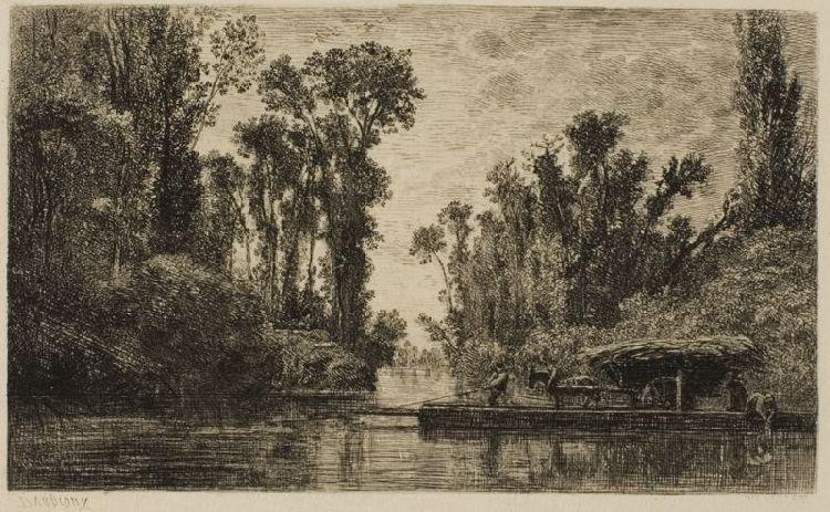 The Bezons Ferryboat — Charles-françois Daubigny