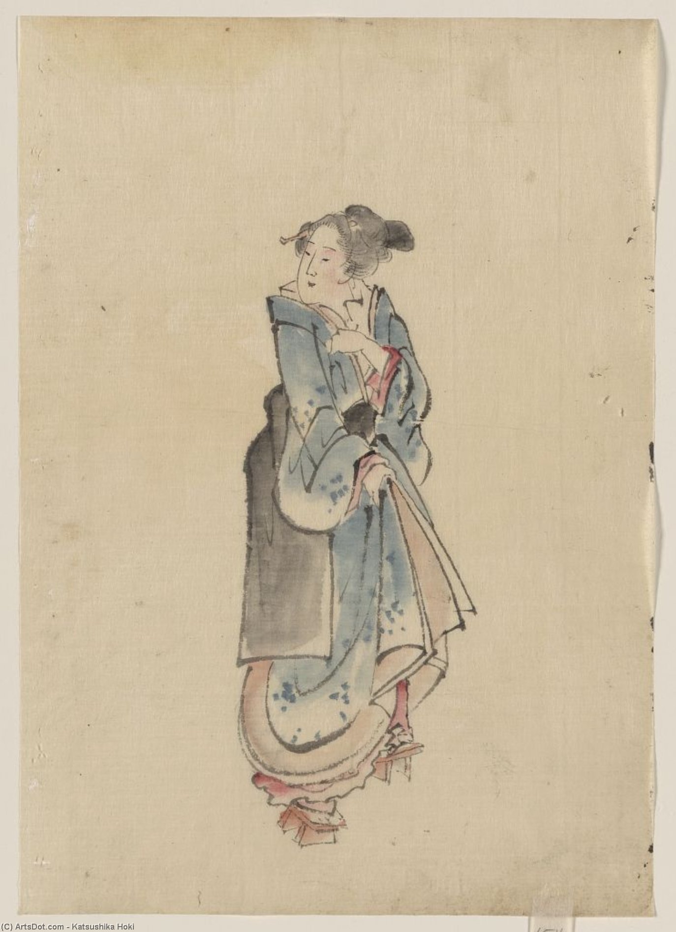A Woman Walking To The Right — Katsushika Hokusai