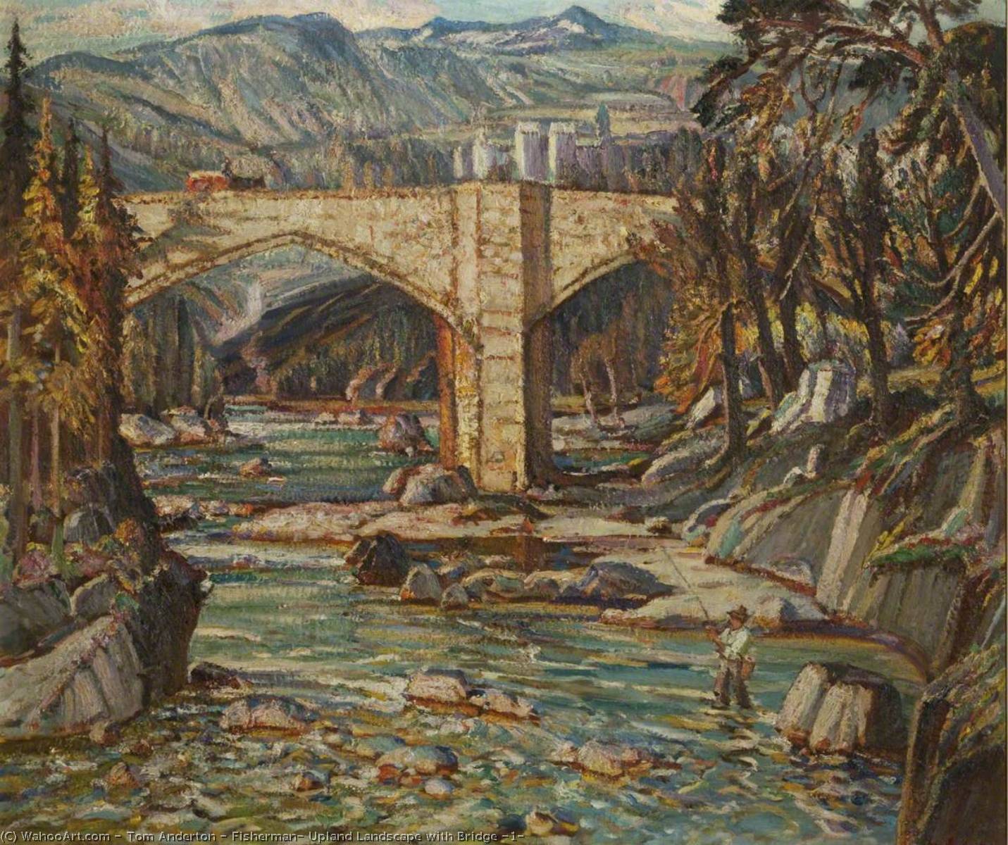 Fisherman, Upland Landscape With Bridge (1) — Tom Anderton