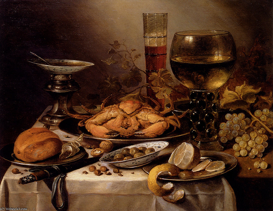Banquet Still Life With A Crab On A Silver Platter — Pieter Claesz Soutman