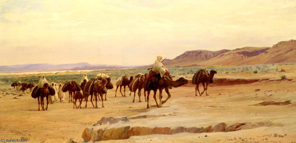 Caravanes De Sel Dans Le Desert — Eugène Alexis Girardet