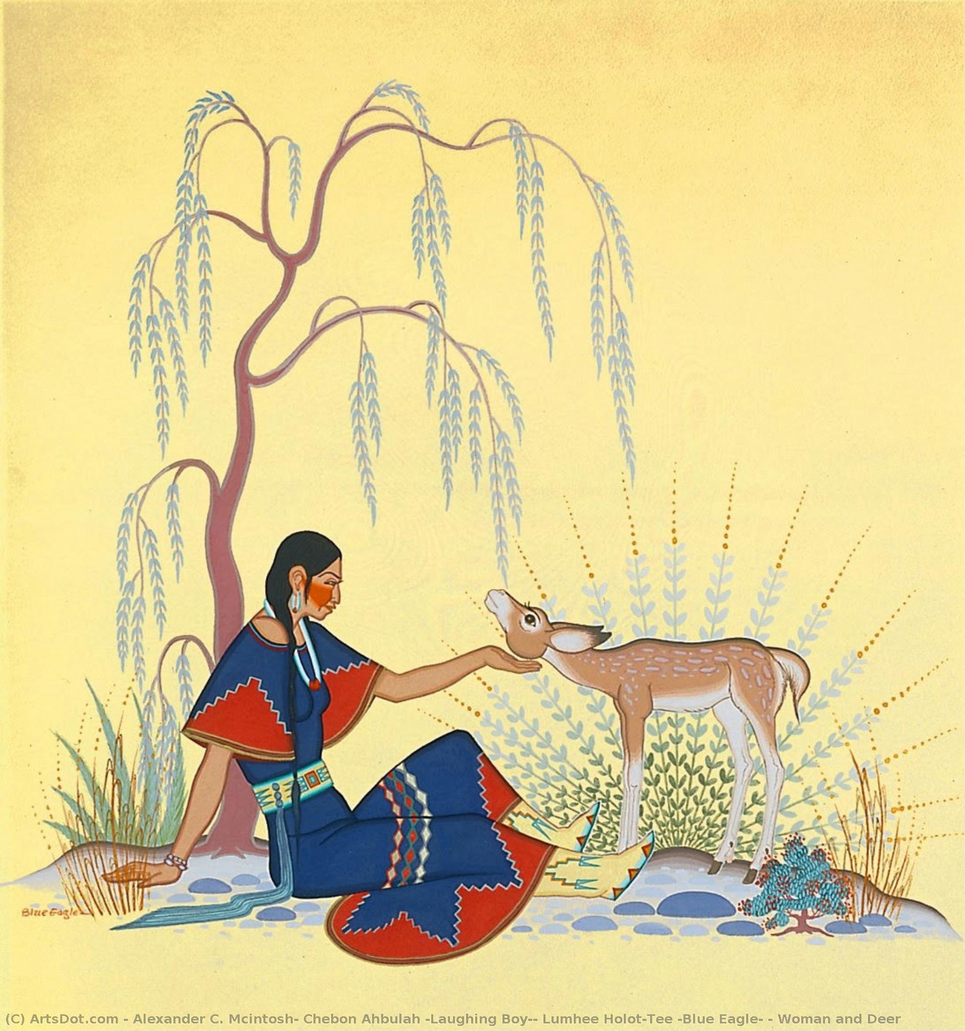 Woman And Deer — Alexander C. Mcintosh, Chebon Ahbulah (laughing Boy), Lumhee Holot-tee (blue Eagle)