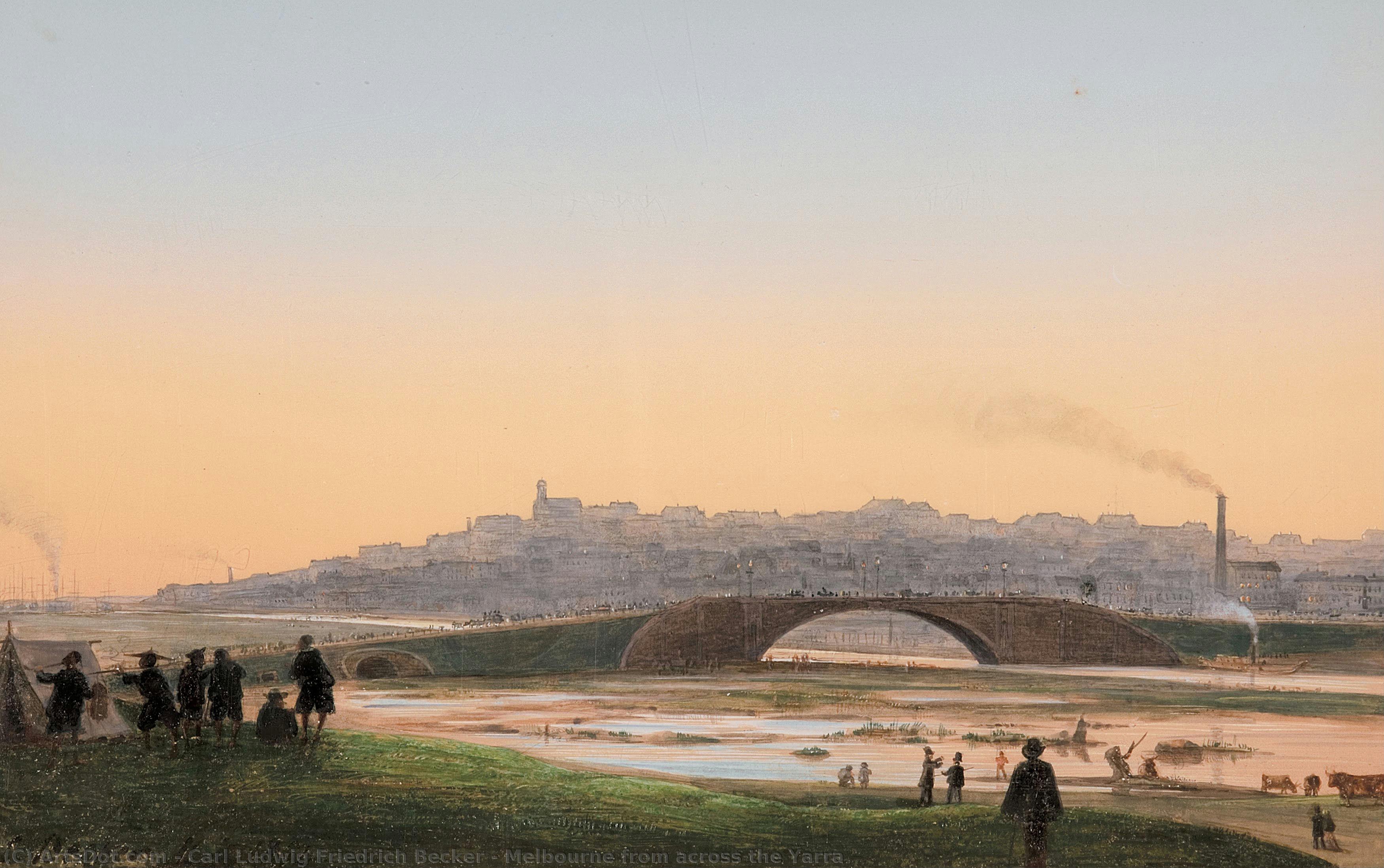 Melbourne From Across The Yarra — Carl Ludwig Friedrich Becker