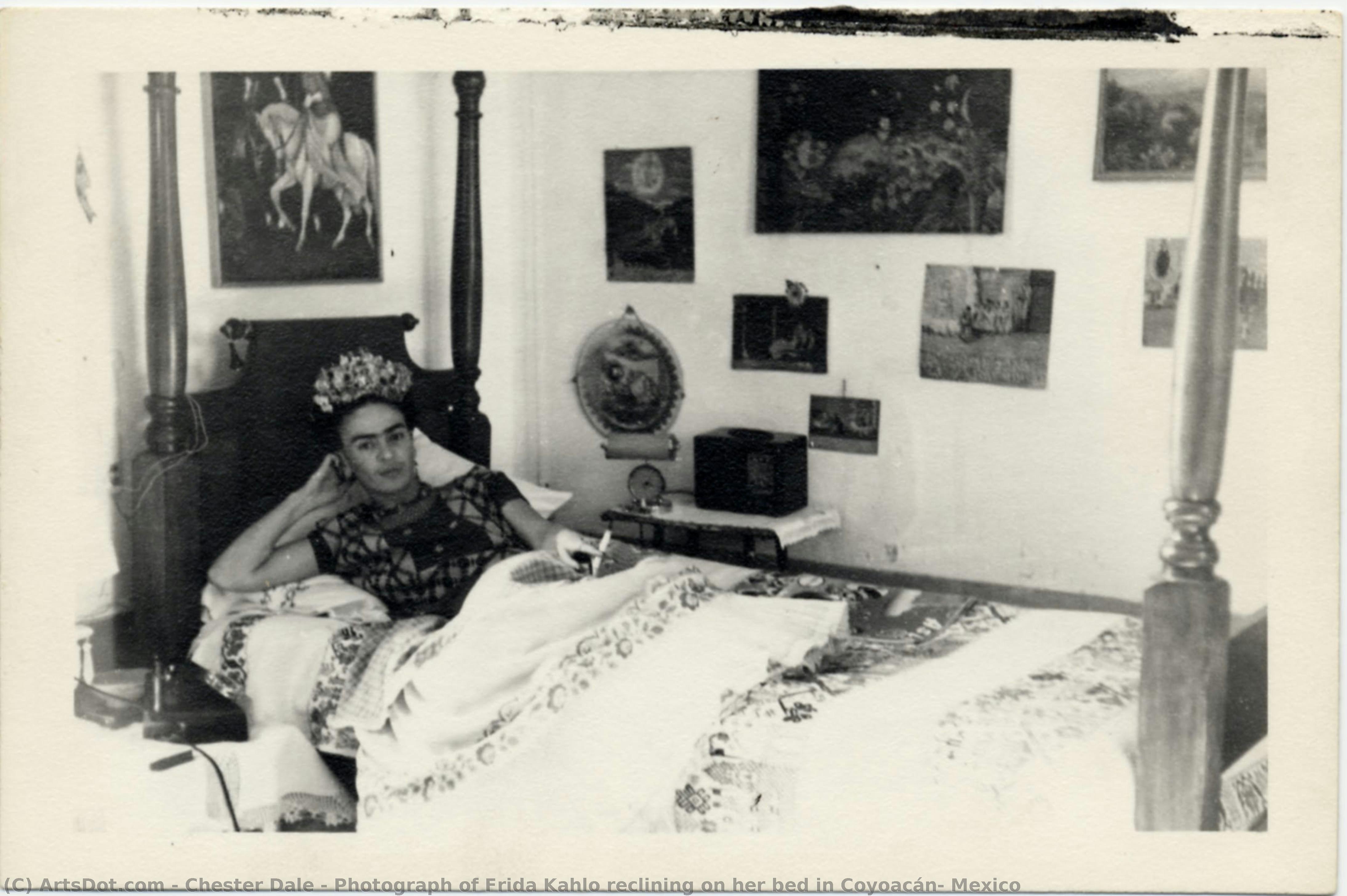 Photograph Of Frida Kahlo Reclining On Her Bed In Coyoacán, Mexico — Chester Dale