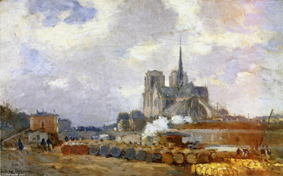 Notre Dame De Paris, View From The Quai De La Tournelle — Albert-charles Lebourg