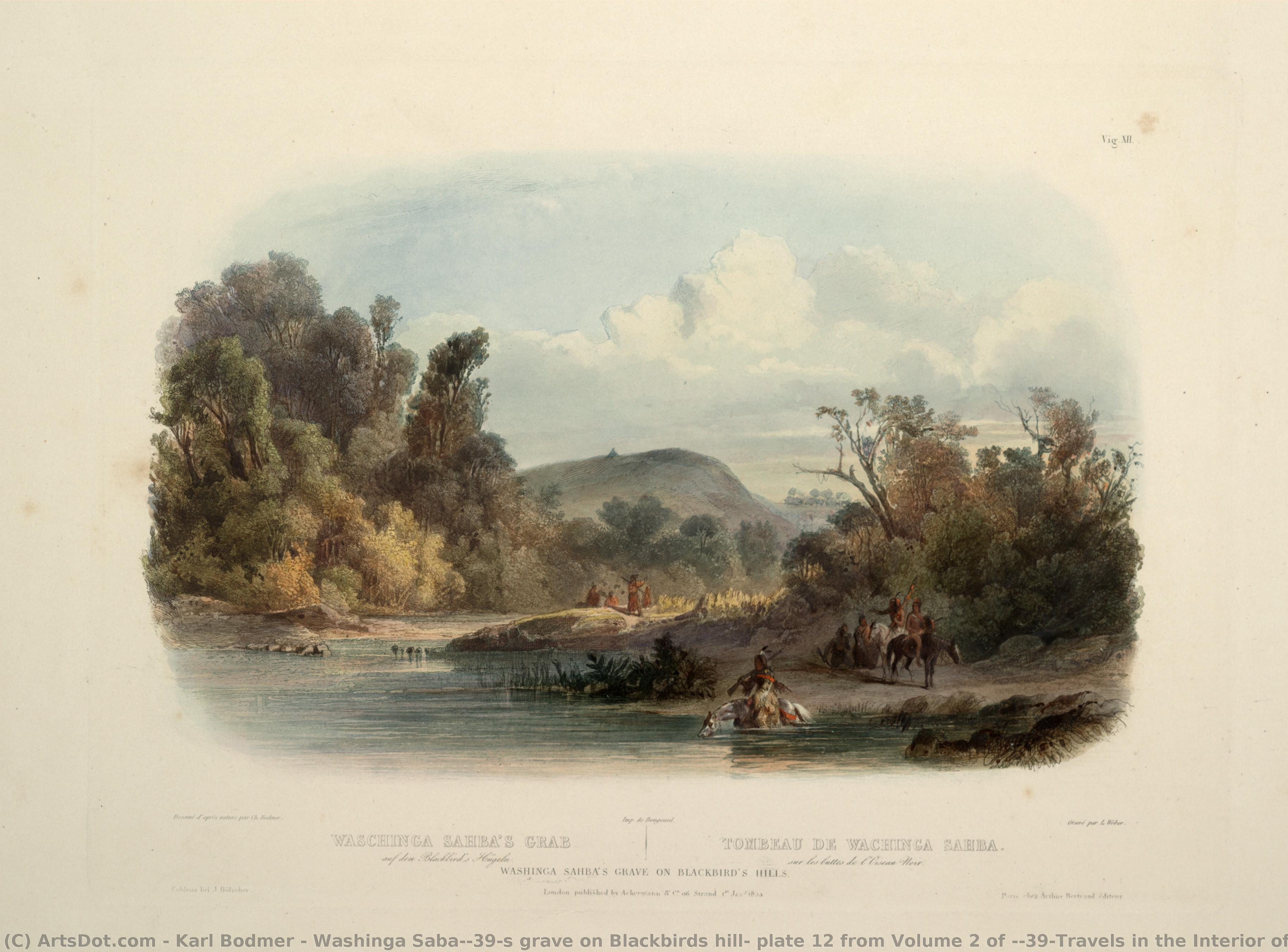 Washinga Saba's Grave On Blackbirds Hill, Plate 12 From Volume 2 Of 'travels In The Interior Of North America' — Karl Bodmer