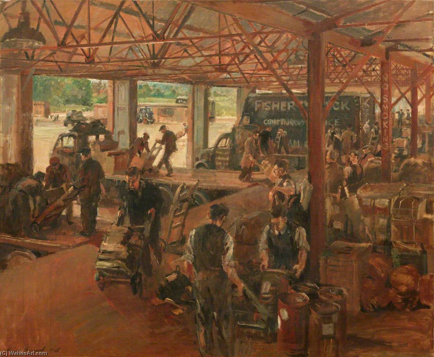 A Lorry Depot Long Distance And Local Lorries Loading And Unloading At The 'bank' — Rupert Shephard