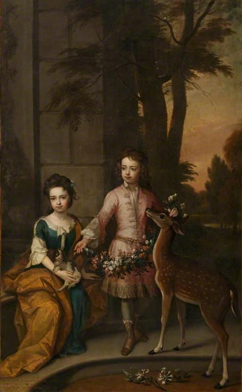 Lionel Sackville, 1st Duke Of Dorset, And His Sister Mary Sackville, As Children — Bt Sir Godfrey Kneller