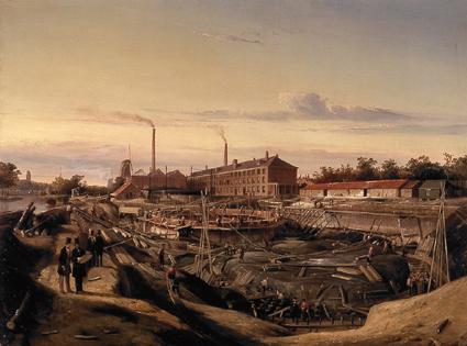 The Construction Of Two Gasholders For The Hollandsche Gazfabriek On The Schans — Cornelis Springer