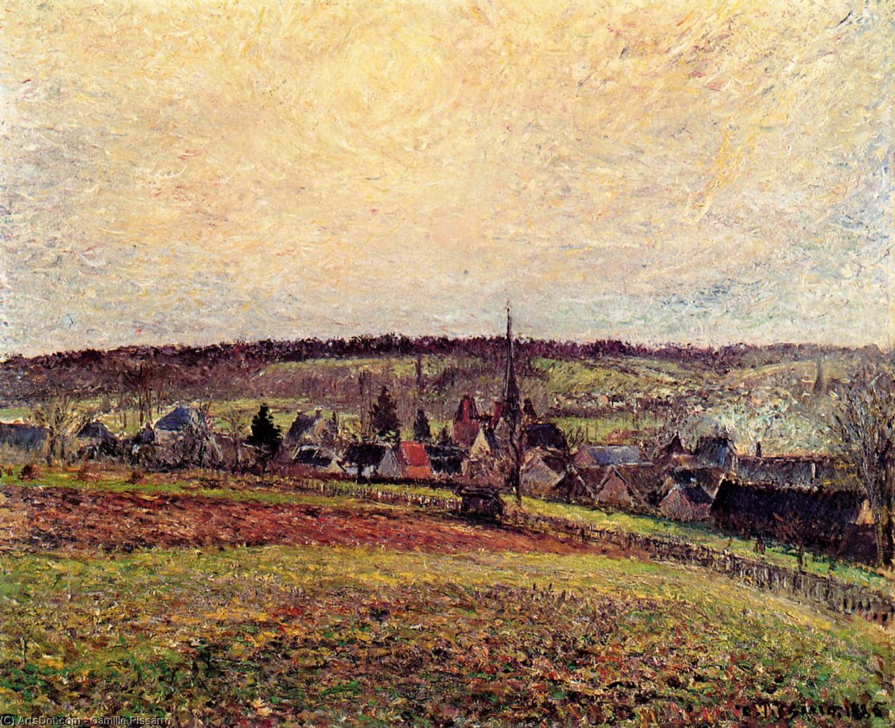 El Pueblo De Eragny — Camille Pissarro
