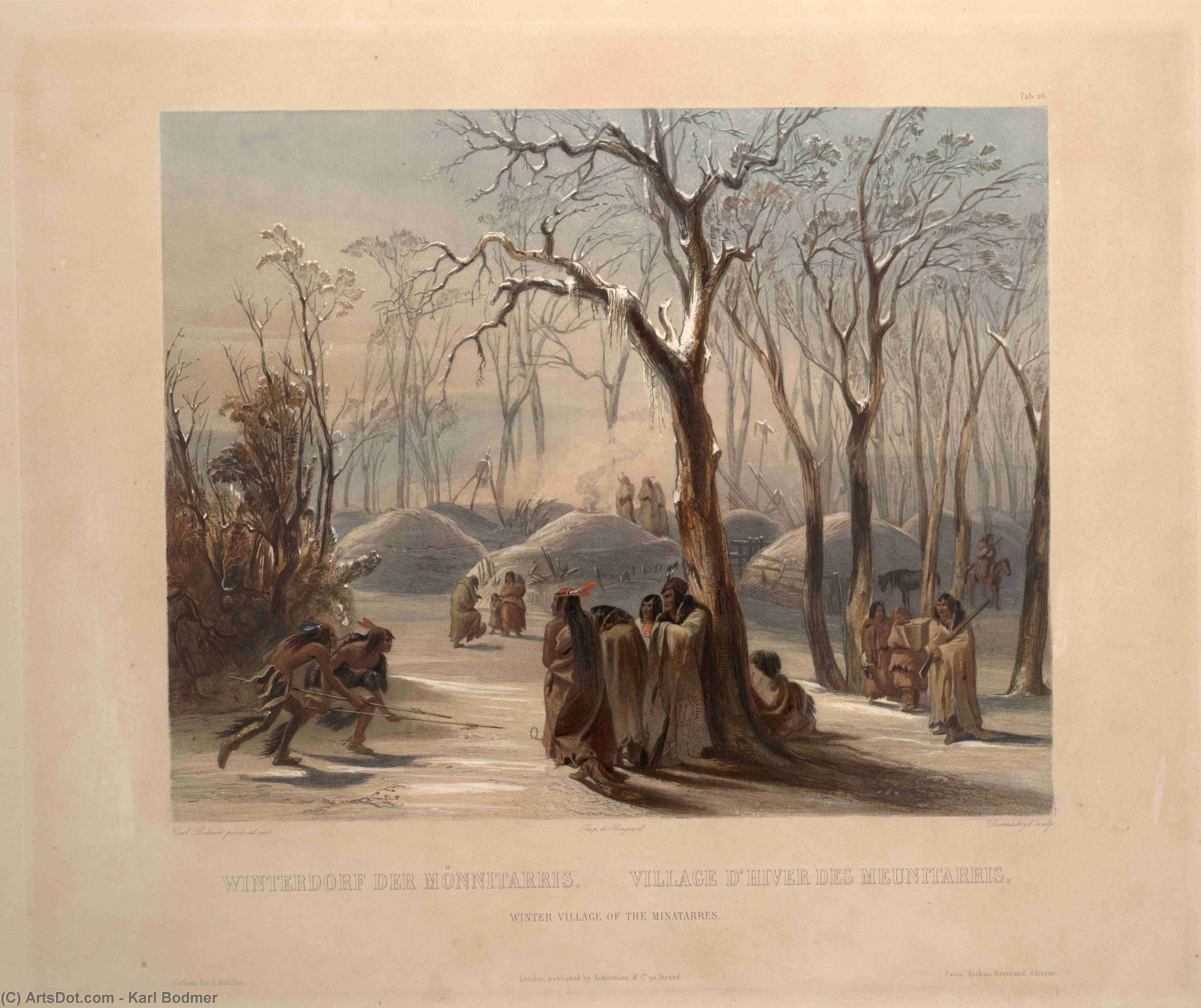 Winter Village Of The Minatarres — Karl Bodmer