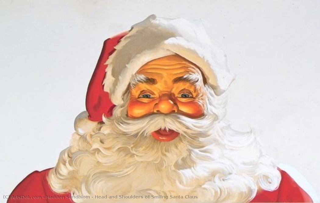 Head And Shoulders Of Smiling Santa Claus — Haddon Hubbard Sundblom