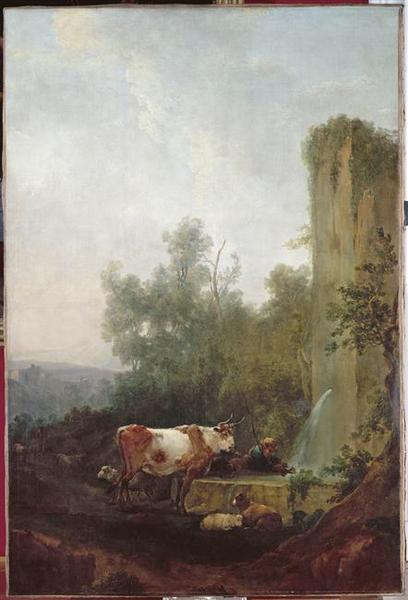 Troupeau Près D'une Fontaine — Casanova François Joseph