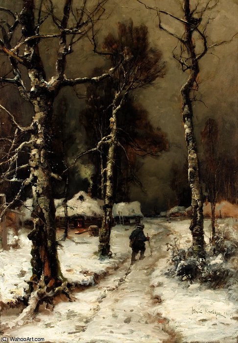 Homeward Bound Through A Wintry Forest — Julius Sergius Von Klever