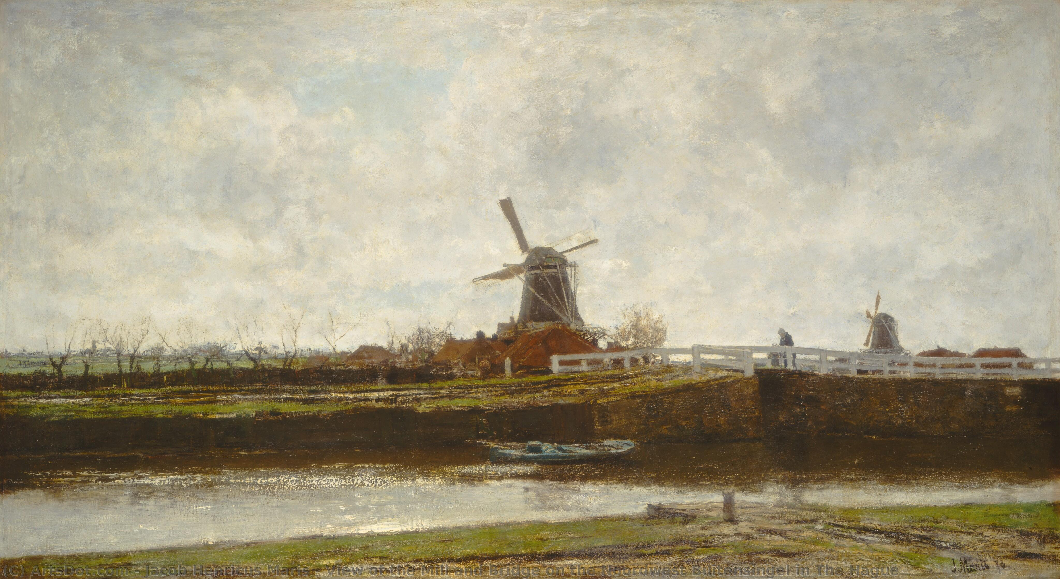 View Of The Mill And Bridge On The Noordwest Buitensingel In The Hague — Jacob Henricus Maris