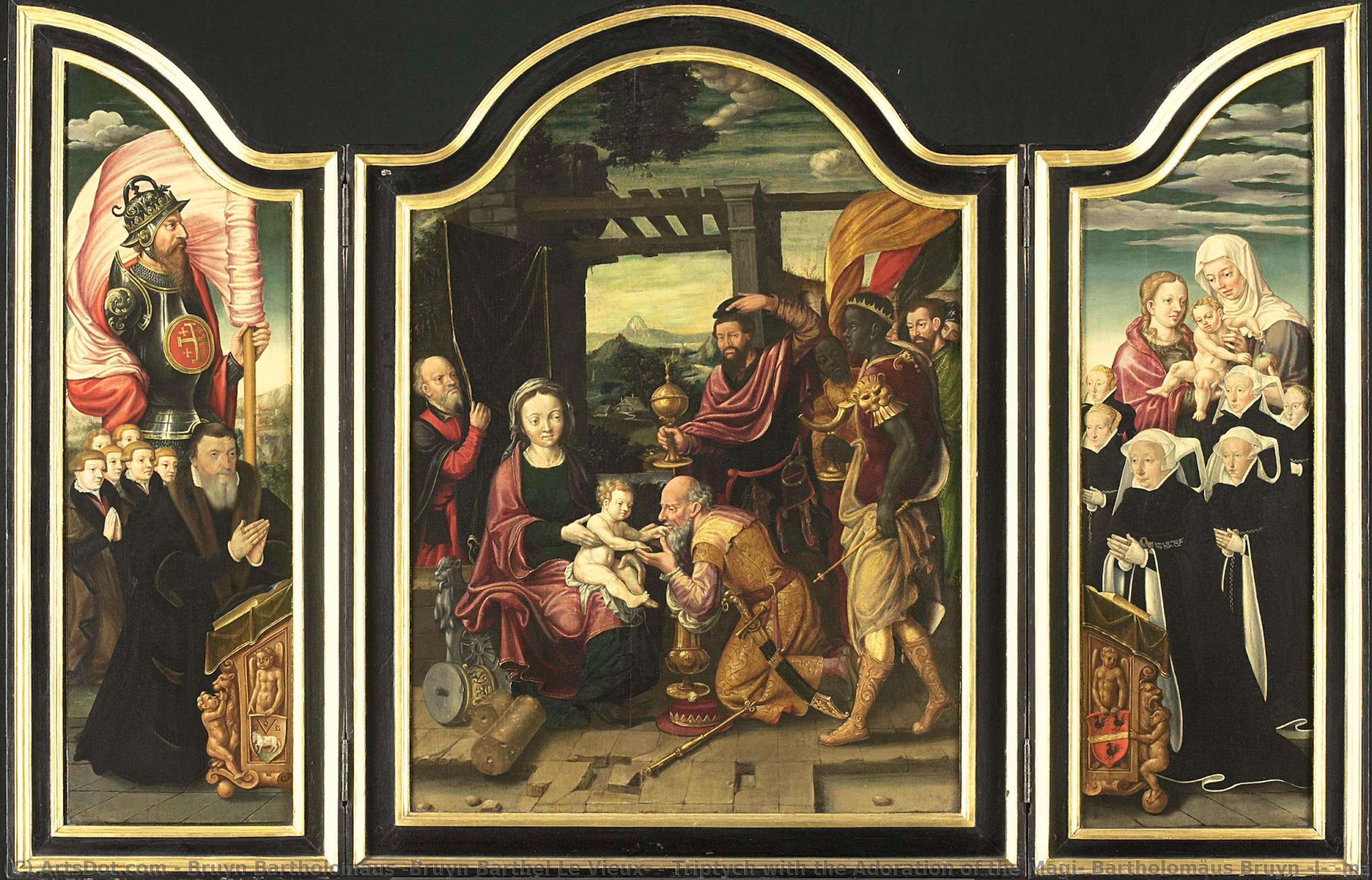 Triptych With The Adoration Of The Magi, Bartholomäus Bruyn (i) (manner Of), 1520 - 1600 — Bruyn Bartholomaus (bruyn Barthel Le Vieux)