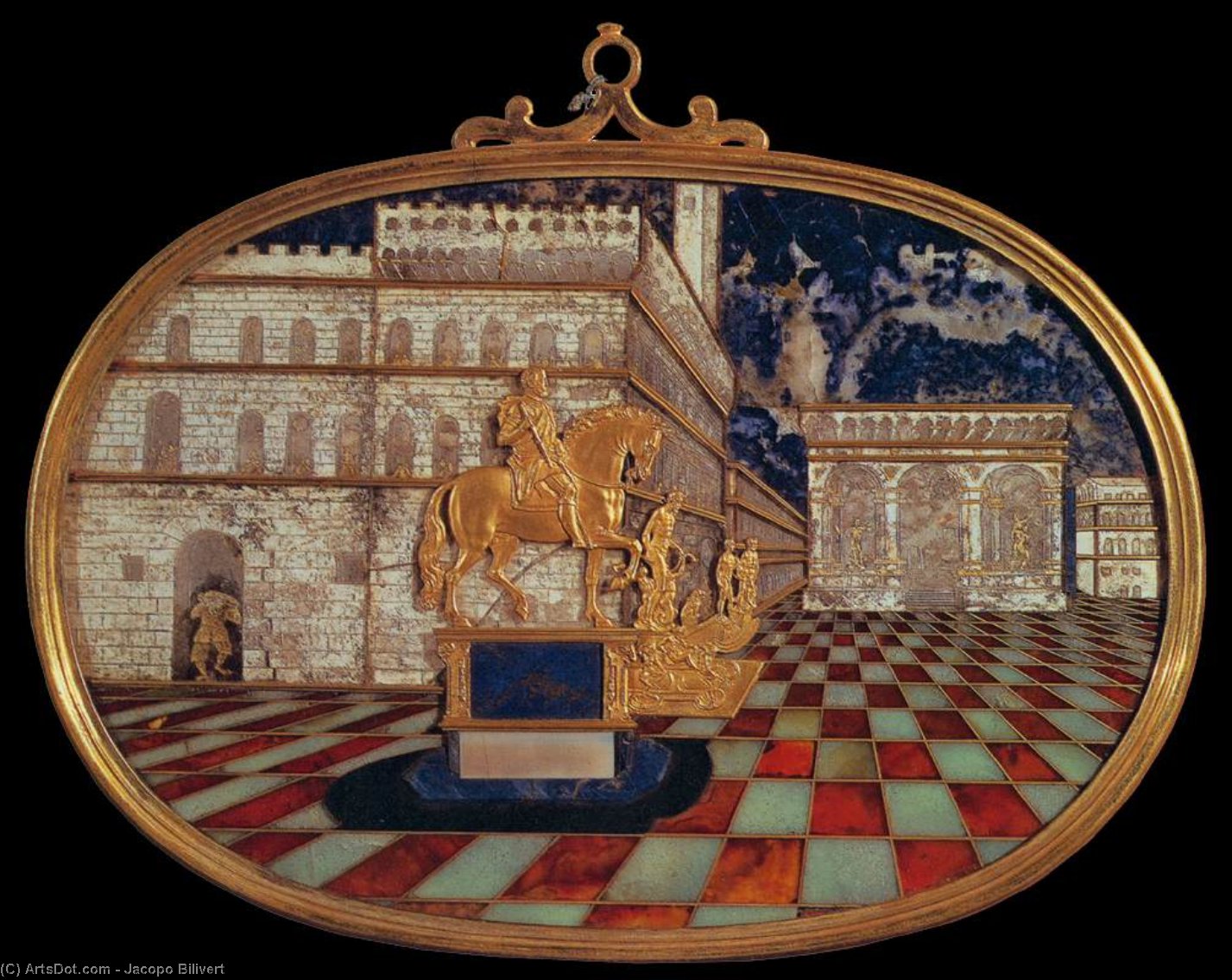 Oval With Panorama Of Piazza Della Signoria — Jacopo Bilivert