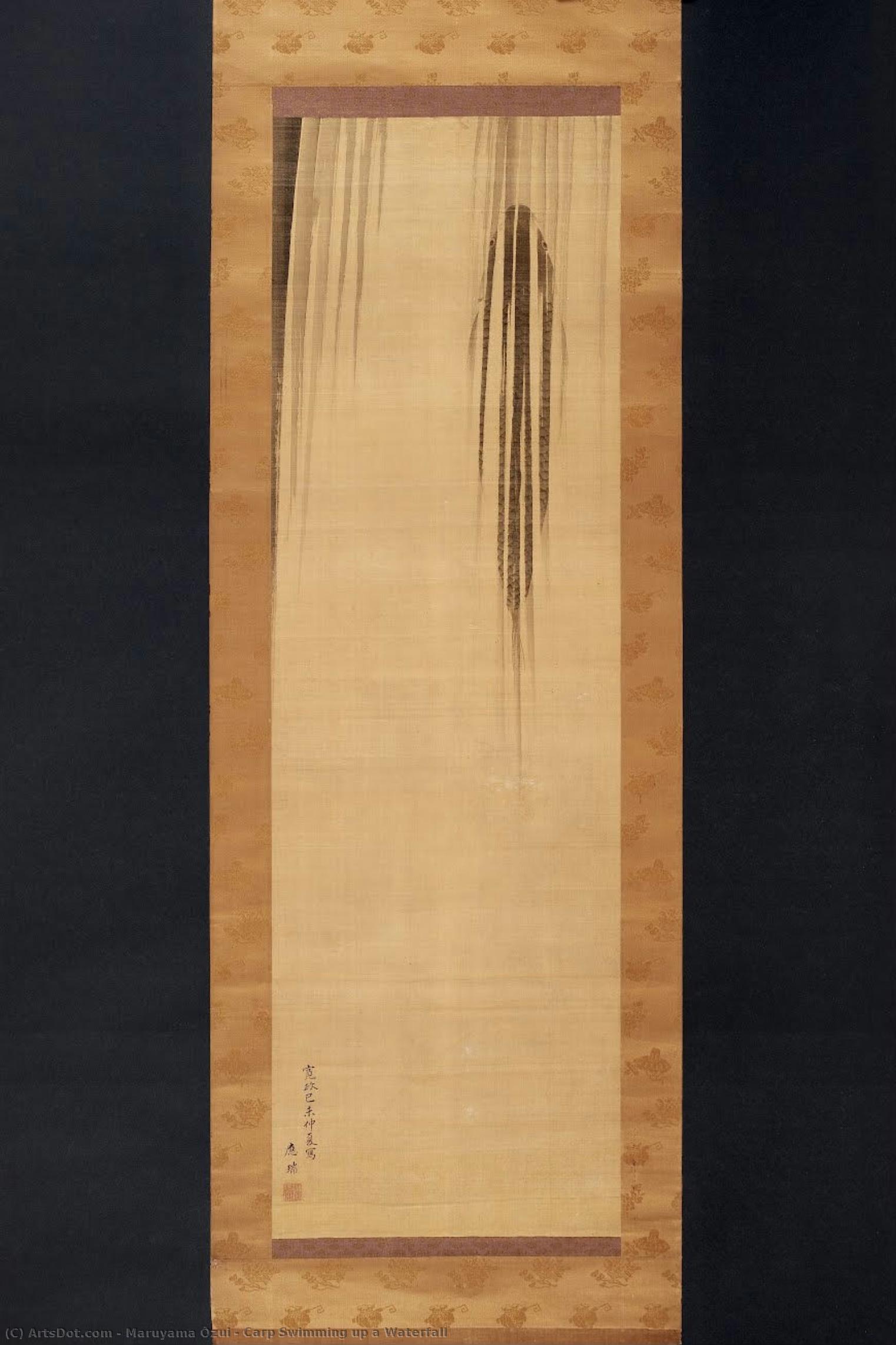 Carp Swimming Up A Waterfall — Maruyama Ozui