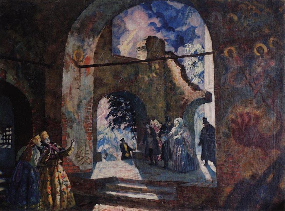 Under The Arches Of The Old Church — Boris Mikhailovich Kustodiev