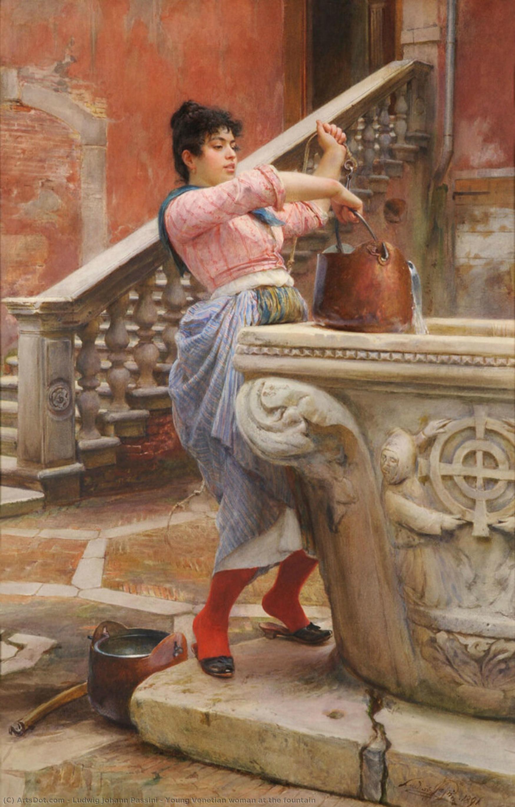 Young Venetian Woman At The Fountain — Ludwig Johann Passini