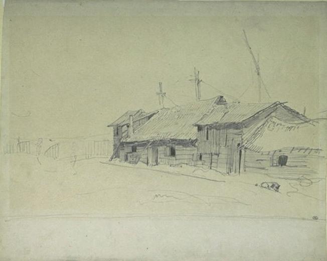 Fishermen's Huts, Behind Which Stand Out The Masts Of Sailboats — Johan Barthold Jongkind