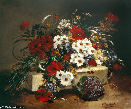 Poppies And Daisies — Eugene Henri Cauchois