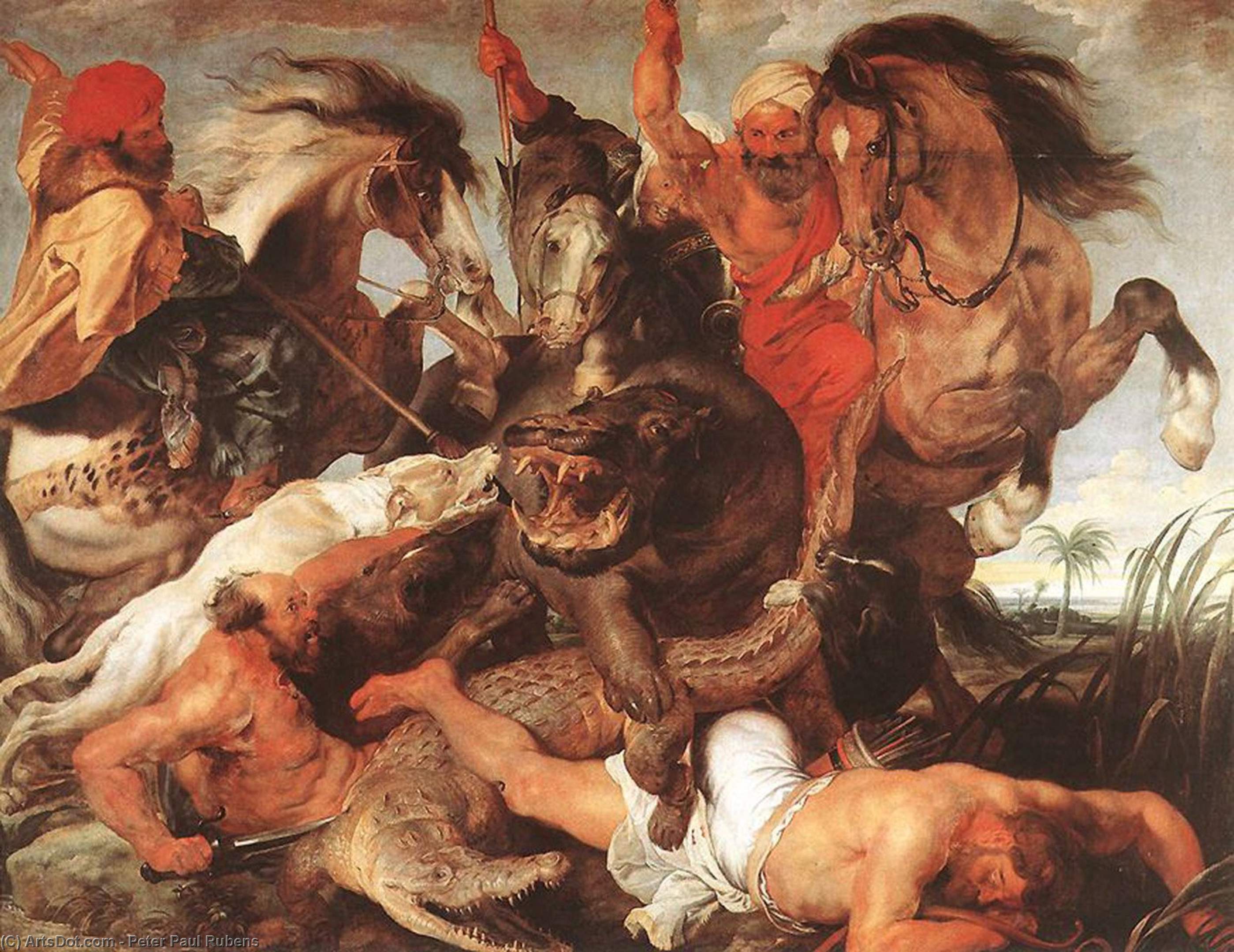 Jagd Nach Hippopotam Und Nilkrokodil — Peter Paul Rubens