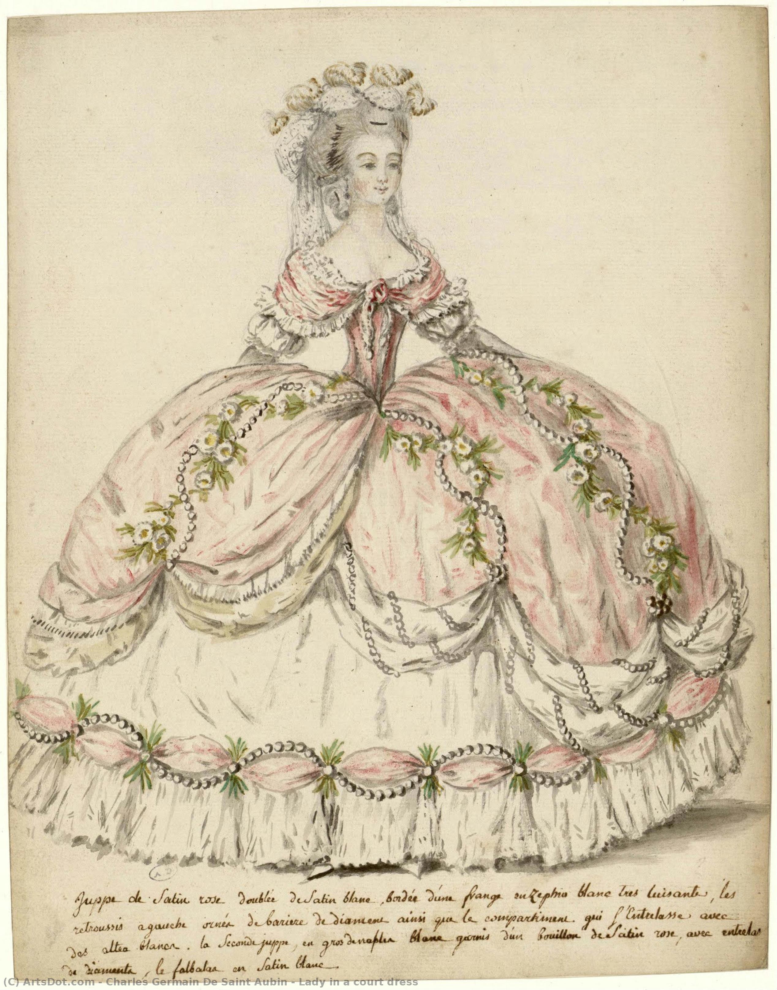 Lady In A Court Dress — Charles Germain De Saint Aubin