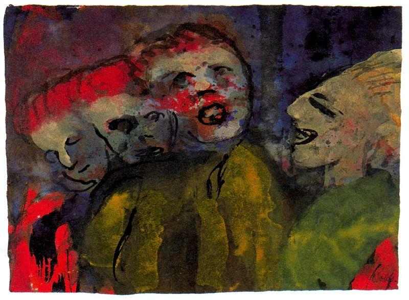 Grotesque Figures (red, Yellow, Green) — エミール・ノールデ