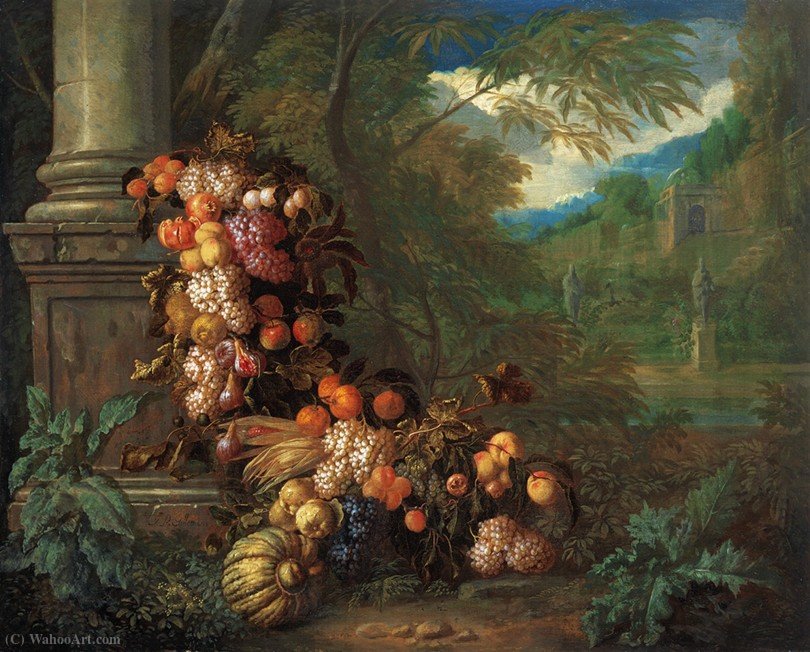Still Life With Fruit In A Landscape — Jan Pauwel The Younger Gillemans