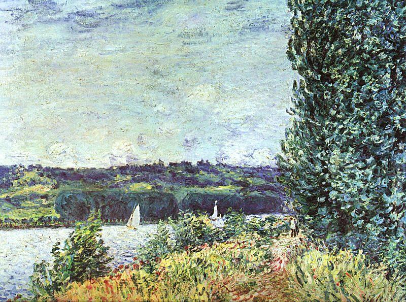 Banks Of The Seine, Wind Blowing — Alfred Sisley