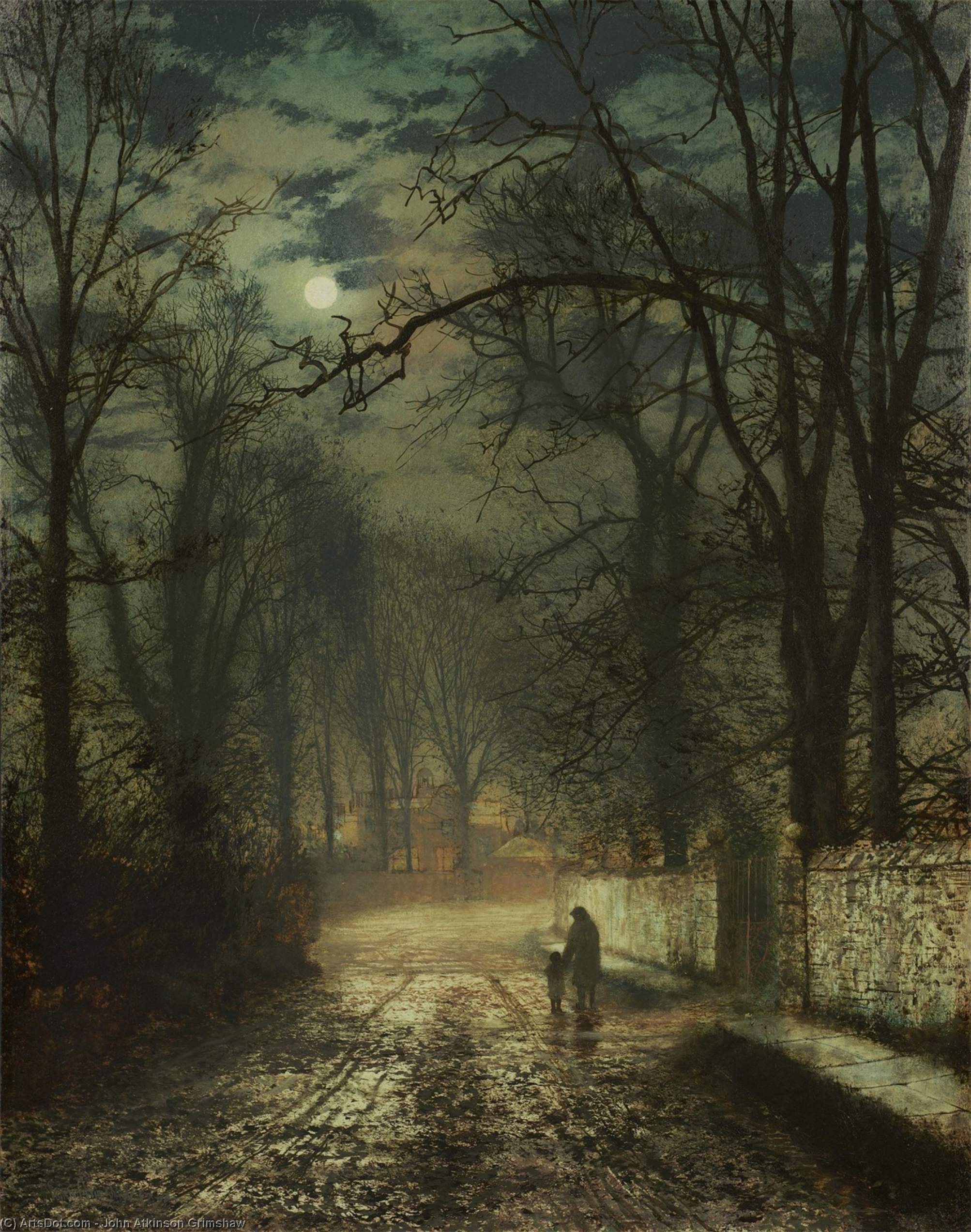 A Moonlit Lane — Džon Atkinson Grimšo