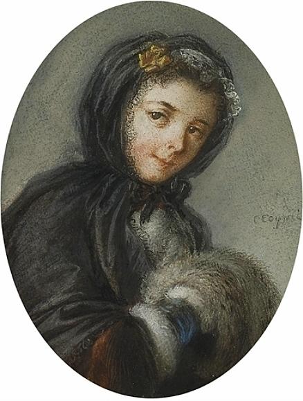 Four Seasons Winter (study) (also Known As Woman With A Black Coat And A Muff) — Charles Antoine Coypel Iv
