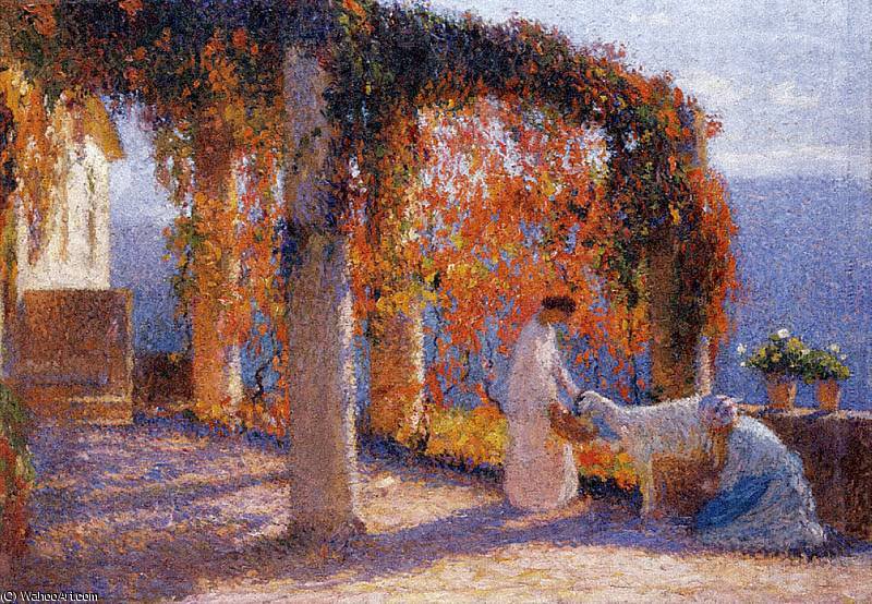 Jeune Femmes En Terrasse — Henri Jean Guillaume Martin