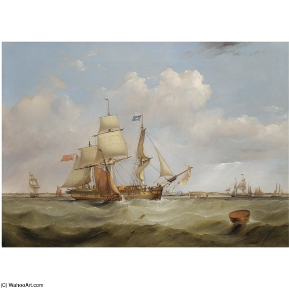 A Merchant Ship, Hove To, Off The Mouth Of The Mersey — Samuel Walters