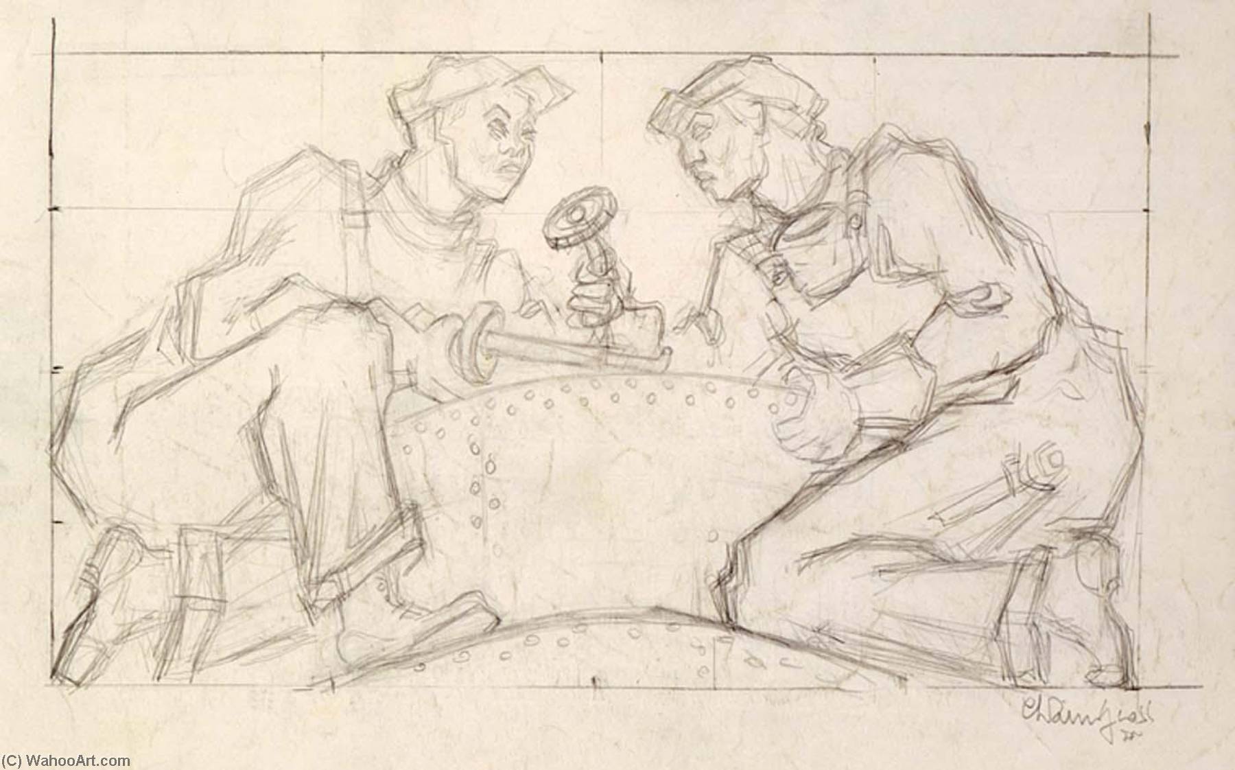 Welders (sketch For Relief Panel, U.s. Federal Trade Commission Building) — Chaim Gross