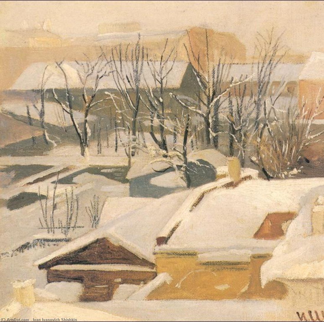 Town's Roofs In Winter — Ivan Ivanovich Shishkin