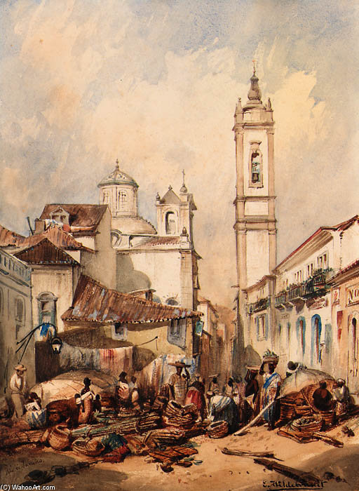 Rua Do Ouvidor, Rio De Janeiro By Eduard Hildebrandt — Eduard Hildebrandt