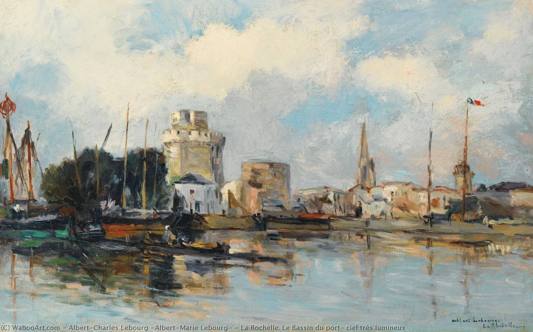 La Rochelle. Le Bassin Du Port, Ciel Très Lumineux — Albert-charles Lebourg