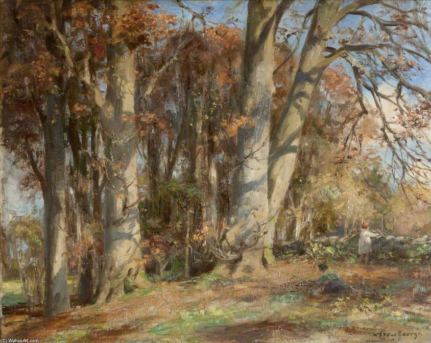 Autumn Near Kirkcudbright With Children — William Stewart Macgeorge