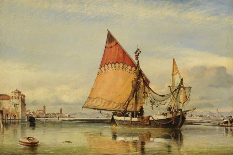 Venetian Fishing Craft Off The Adriatic Shore Of The Lido — Edvard Vilijam Kuk