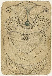 Untitled (bull's Head At Top, Dots And Curves) — Minnie Evans