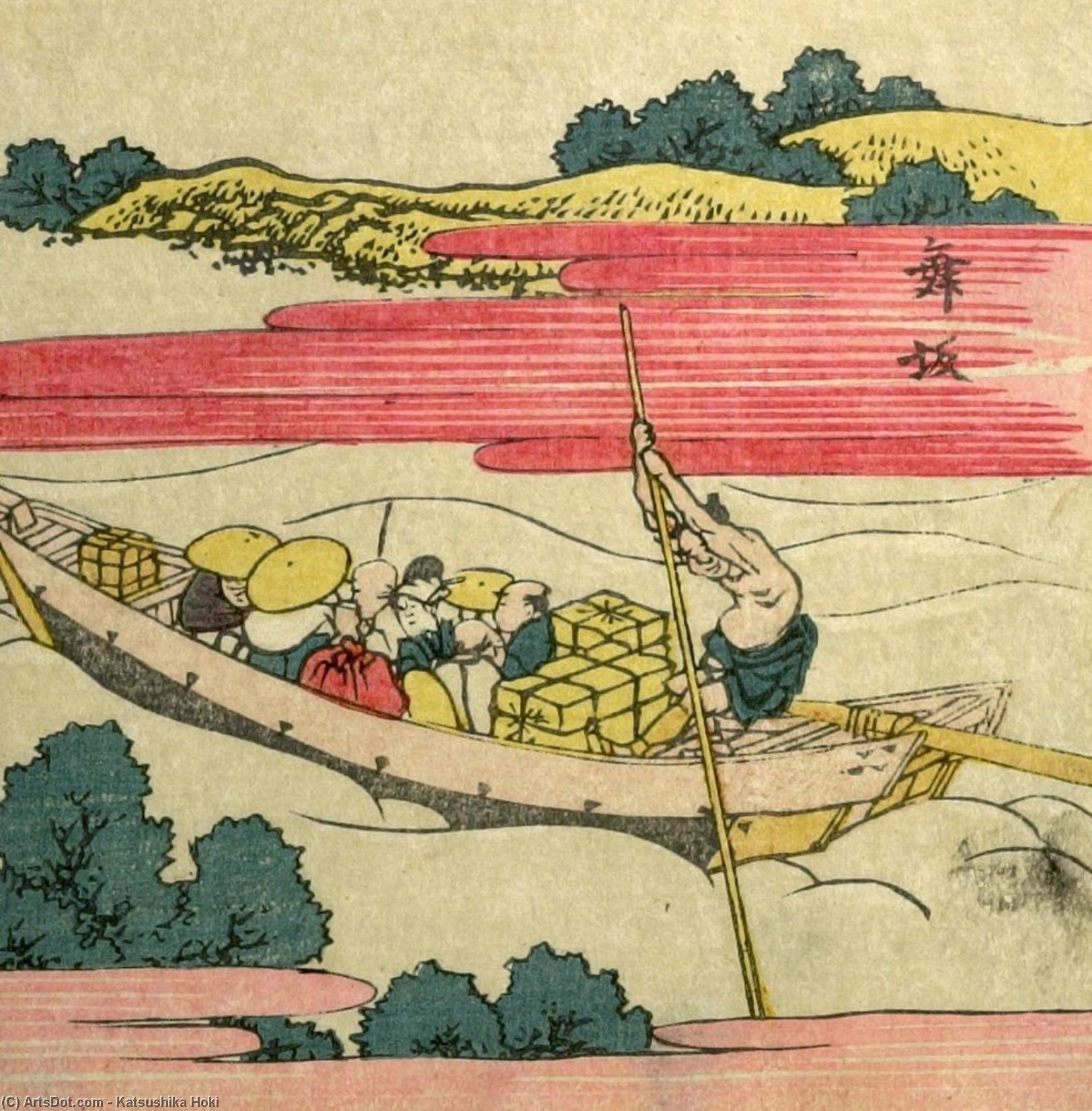 Travelers On A Ferry — Katsushika Hokusai