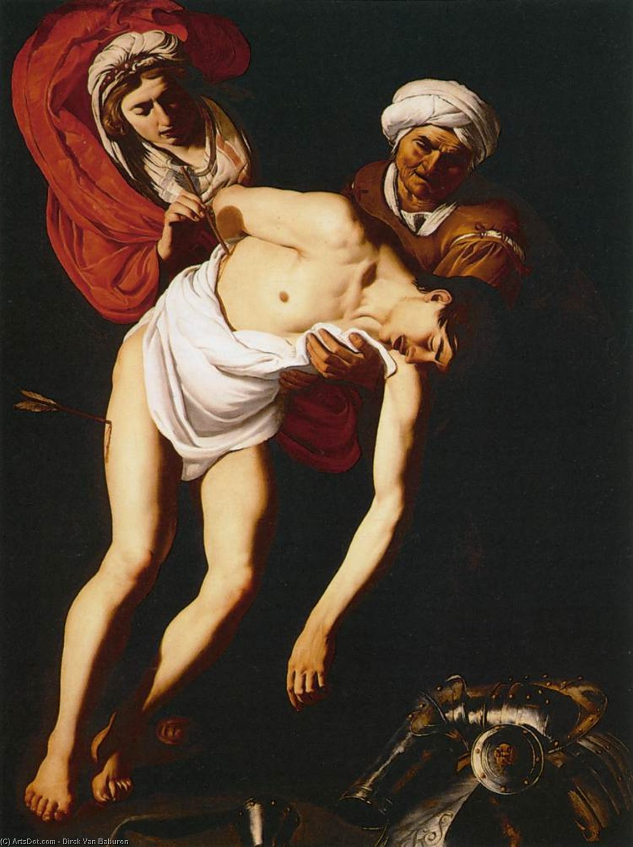 St Sebastian Attended By St Irene And Her Maid — Dirck Van Baburen
