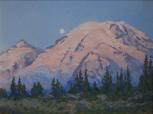 Moon Set And Sunrise Glow, (painting) — Mary Agnes Yerkes